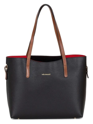 Mia Tomazzi Skórzana torebka "Lussino" w kolorze czarno-jasnobrązowym - 35 x 30 x 5 cm rozmiar: onesize