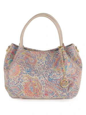 Mia Tomazzi Skórzana torebka w kolorze beżowym ze wzorem - 24 x 21 x 13 cm rozmiar: onesize