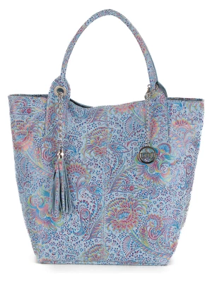Mia Tomazzi Skórzana torebka w kolorze błękitnym ze wzorem - 20 x 35 x 18 cm rozmiar: onesize