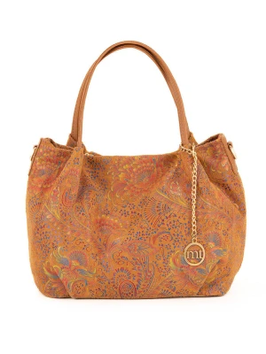 Mia Tomazzi Skórzana torebka w kolorze jasnobrązowym ze wzorem - 24 x 21 x 13 cm rozmiar: onesize