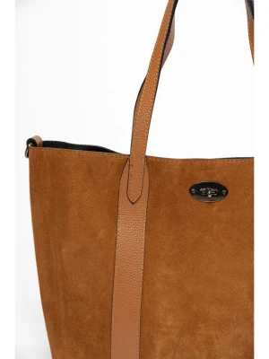 Mia Tomazzi Skórzany shopper bag "Bersezio" w kolorze jasnobrązowym - 45 x 29 x 12 cm rozmiar: onesize