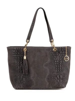 Mia Tomazzi Skórzany shopper bag w kolorze ciemnoszarym - 58 x 42 x 14 cm rozmiar: onesize