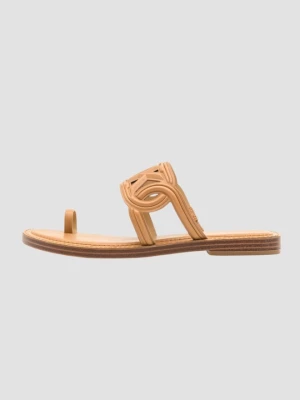 MICHAEL KORS Brązowe klapki Alma Flat Sandal