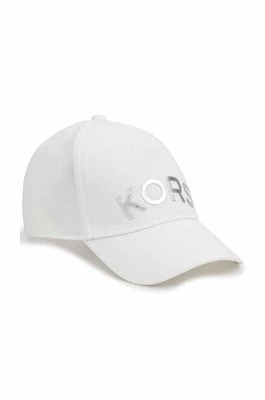 Michael Kors czapka bawełniana dziecięca kolor biały z aplikacją