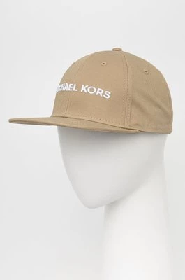 Michael Kors czapka CS2001C3CP kolor beżowy z aplikacją