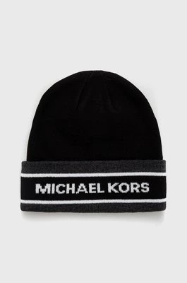 Michael Kors czapka kolor czarny z cienkiej dzianiny
