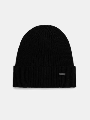 Michael Kors czapka z domieszką wełny kolor czarny MKMC538418