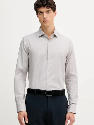 Michael Kors koszula męska kolor beżowy slim z kołnierzykiem button-down MK0DS01596
