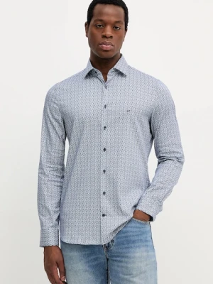 Michael Kors koszula męska kolor niebieski slim z kołnierzykiem klasycznym MK0DS01622