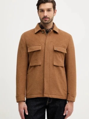 Michael Kors kurtka z dodatkiem wełny kolor brązowy przejściowa MK0BL01091