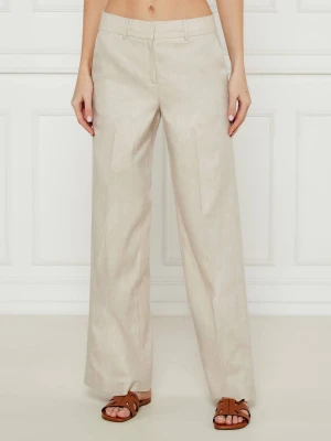 Michael Kors Lniane spodnie | flare fit beżowy