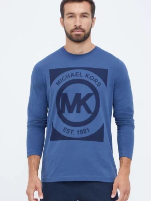 Michael Kors longsleeve bawełniany lounge kolor niebieski z nadrukiem 6F35K11011