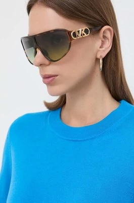 Michael Kors okulary przeciwsłoneczne EMPIRE SHIELD damskie kolor brązowy 0MK2194