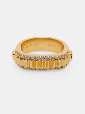 Michael Kors pierścionek damski pozłacany z cyrkonią