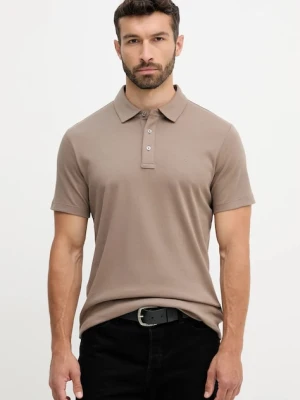 Michael Kors polo bawełniane kolor brązowy melanżowy