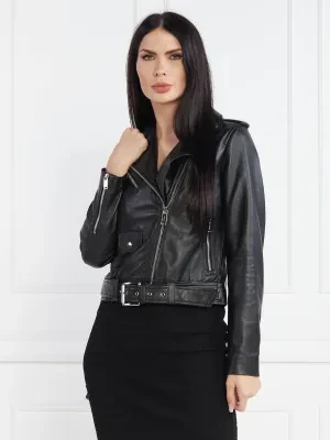 Michael Kors Skórzana ramoneska | Regular Fit