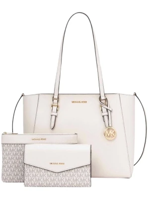 Michael Kors Skórzana torebka w kolorze kremowym - 39 x 27 x 13 cm rozmiar: onesize