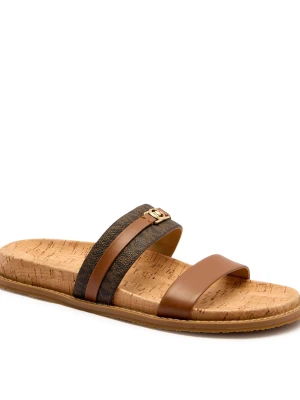 Michael Kors Skórzane klapki Mandy brązowy