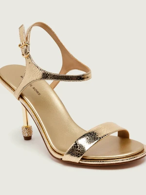 Michael Kors Skórzane sandały na szpilce IVY złoty