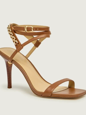 Michael Kors Skórzane sandały na szpilce Marcia brązowy