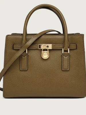 Michael Kors Skórzany kuferek Hamilton Moderne oliwkowy