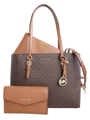 Michael Kors Skórzany shopper bag w kolorze ciemnobrązowym - 40 x 34 x 13 cm rozmiar: onesize