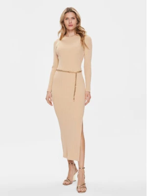 Michael Kors Sukienka dzianinowa MR4820O33D Beżowy Slim Fit