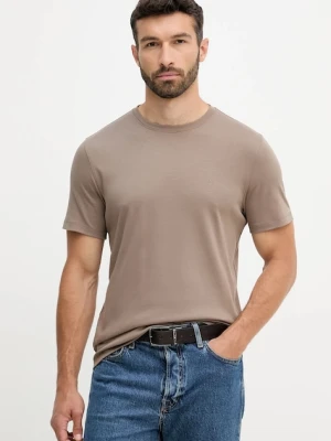 Michael Kors t-shirt bawełniany kolor brązowy gładki