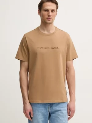 Michael Kors t-shirt bawełniany męski kolor beżowy z aplikacją CF4529H1V2