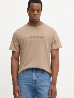 Michael Kors t-shirt bawełniany męski kolor beżowy z nadrukiem CT552LP1V2