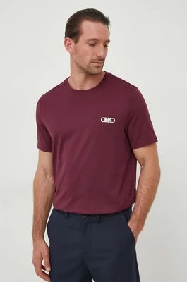 Michael Kors t-shirt bawełniany męski kolor bordowy z aplikacją
