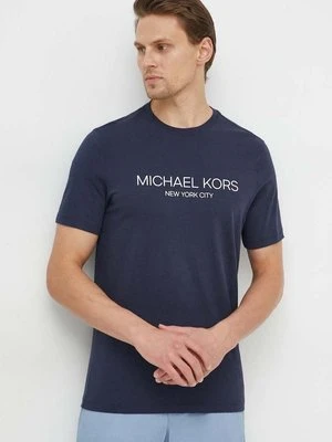 Michael Kors t-shirt bawełniany męski kolor granatowy z nadrukiem