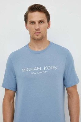 Michael Kors t-shirt bawełniany męski kolor niebieski z nadrukiem