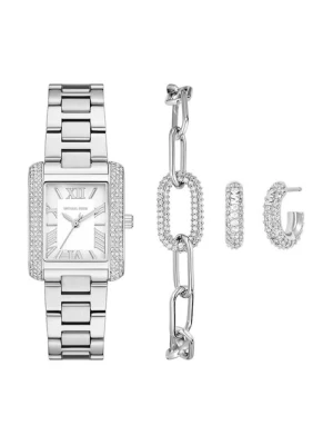 Michael Kors zegarek, bransoletka i kolczyki kolor srebrny MK4839SET