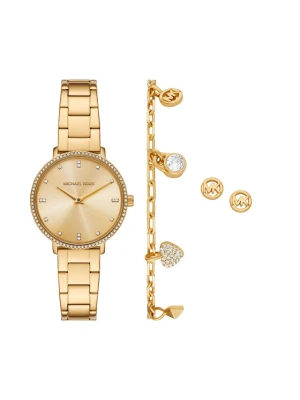 Michael Kors Zestaw zegarek, bransoletka i kolczyki Pyper Gift Set MK7643SET Zielony
