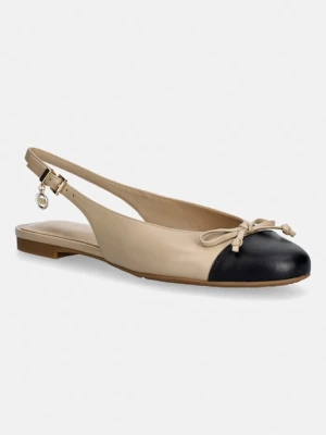 MICHAEL Michael Kors baleriny skórzane Piper Sling Ballet beżowy