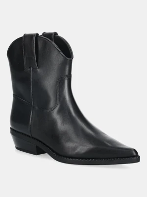 MICHAEL Michael Kors botki skórzane Noemie damskie kolor czarny na płaskim obcasie 40F5NOME7L.001