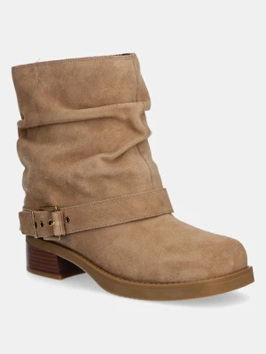 MICHAEL Michael Kors botki zamszowe Colby damskie kolor beżowy na słupku 40F5COFE5S.297