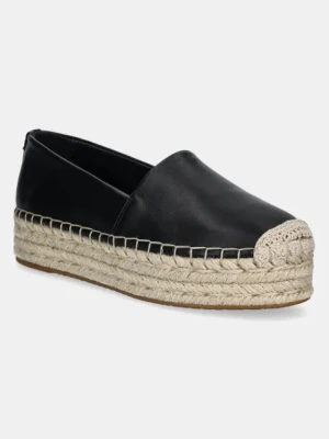 Zdjęcie produktu MICHAEL Michael Kors espadryle skórzane Lynn kolor czarny na platformie 40S5LYFP1L.001