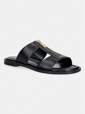 MICHAEL Michael Kors klapki na płaskim obcasie damskie skórzane Berkley Flat Sandal czarny