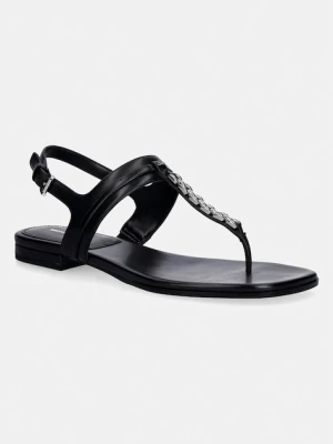MICHAEL Michael Kors sandały na płaskim obcasie damskie skórzane Marcia Thong Sandal czarny