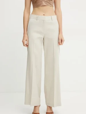 MICHAEL Michael Kors spodnie lniane damskie kolor beżowy proste high waist MS530TFH6R