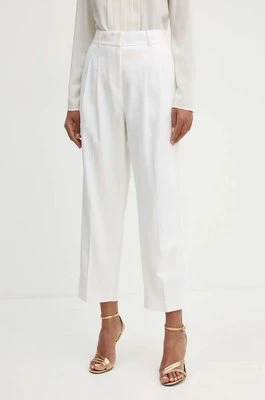 MICHAEL Michael Kors spodnie lniane kolor biały proste high waist