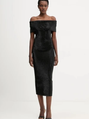 MICHAEL Michael Kors sukienka kolor czarny midi dopasowana MF5836B5ZV