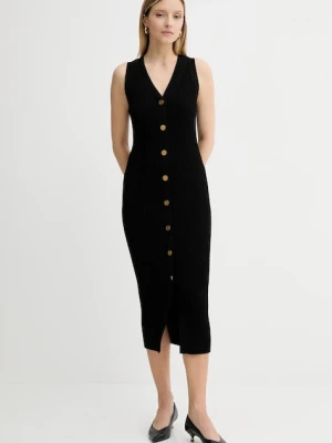 MICHAEL Michael Kors sukienka kolor czarny midi dopasowana MT5832533D