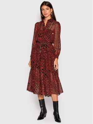 MICHAEL Michael Kors Sukienka koszulowa Metallic Fil Coupé Animal Print MU281425X1 Czerwony Regular Fit
