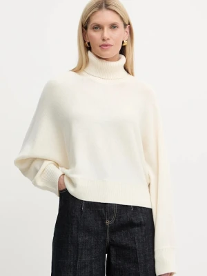 MICHAEL Michael Kors sweter wełniany damski kolor beżowy z golfem MT5617UF2G