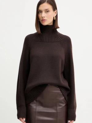 MICHAEL Michael Kors sweter wełniany damski kolor brązowy ciepły z golfem MF561CGF2G