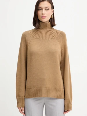 MICHAEL Michael Kors sweter wełniany damski kolor zielony ciepły z golfem MF561CGF2G