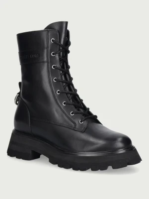 MICHAEL Michael Kors workery na platformie damskie skórzane Caleb Lug Bootie czarny